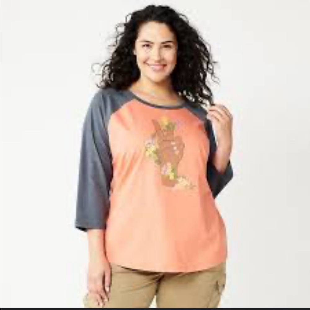 Plus Size Sonoma Goods For Life® Three Quarter Sleeve Baseball Graphic Tee